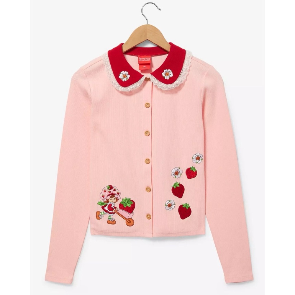 Boxlunch Exclusive Strawberry Shortcake Portrait Collared Cardigan‎ Small/Medium